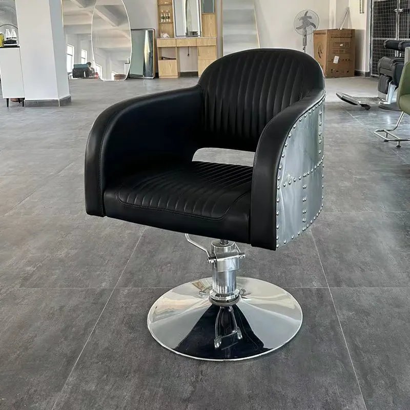 Barber Chair Black Barber Chair Hydraulic Pump Modern Design Silver Metal Barber Chairs Furniture For Salon Shop