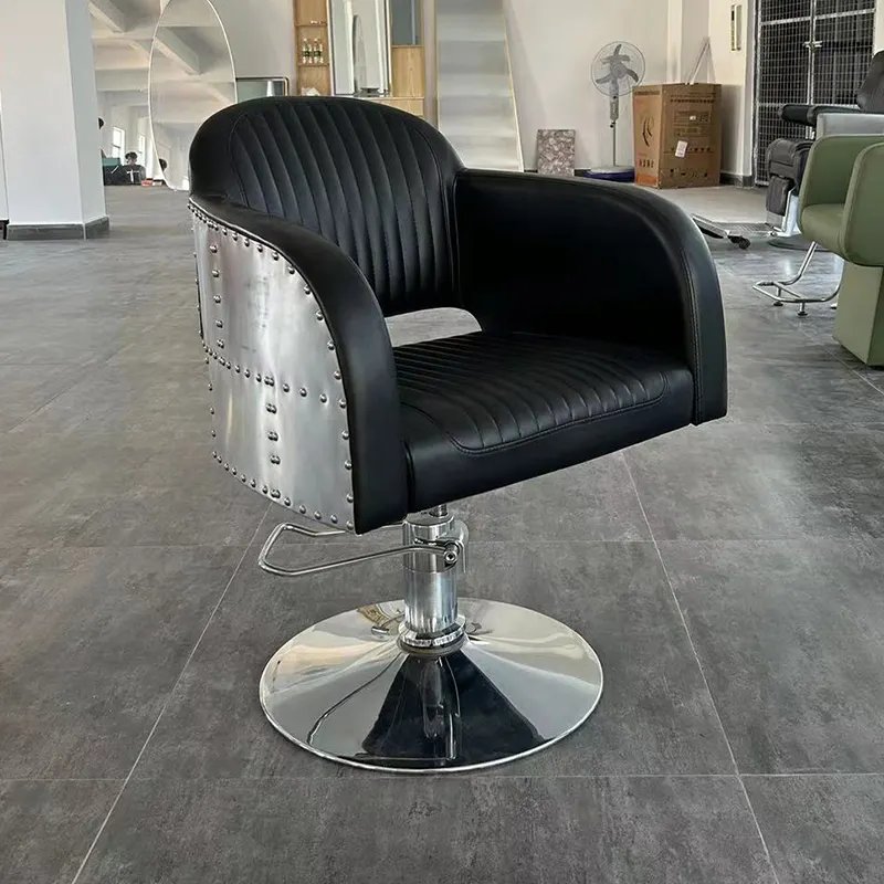 Barber Chair Black Barber Chair Hydraulic Pump Modern Design Silver Metal Barber Chairs Furniture For Salon Shop