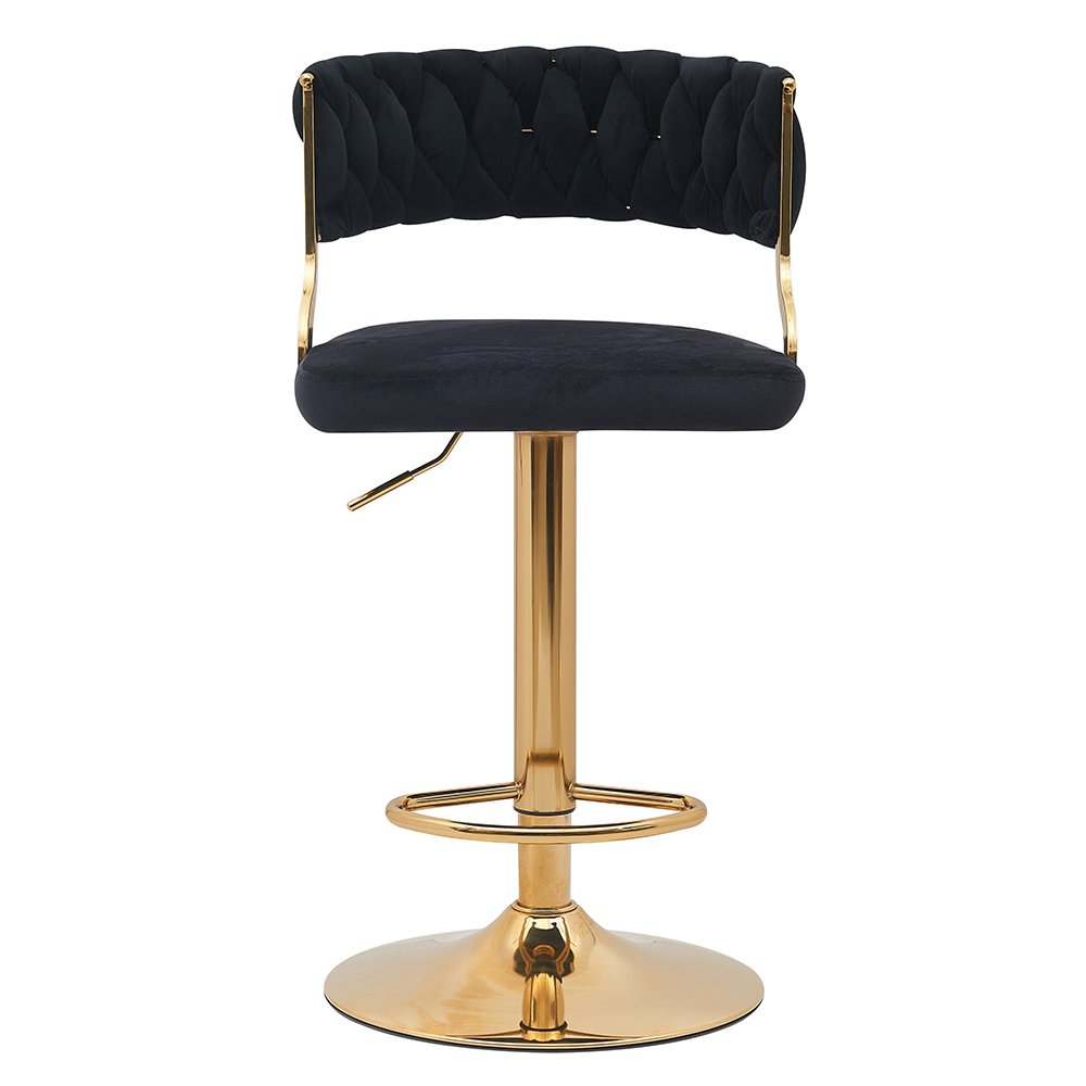 Bar Chair Nordic Counter Furniture Golden Metal Round Base Swivel Adjustable Velvet Bar Chair