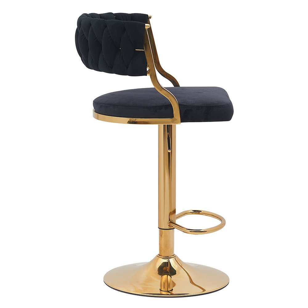 Bar Chair Nordic Counter Furniture Golden Metal Round Base Swivel Adjustable Velvet Bar Chair