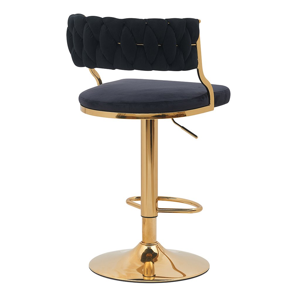 Bar Chair Nordic Counter Furniture Golden Metal Round Base Swivel Adjustable Velvet Bar Chair