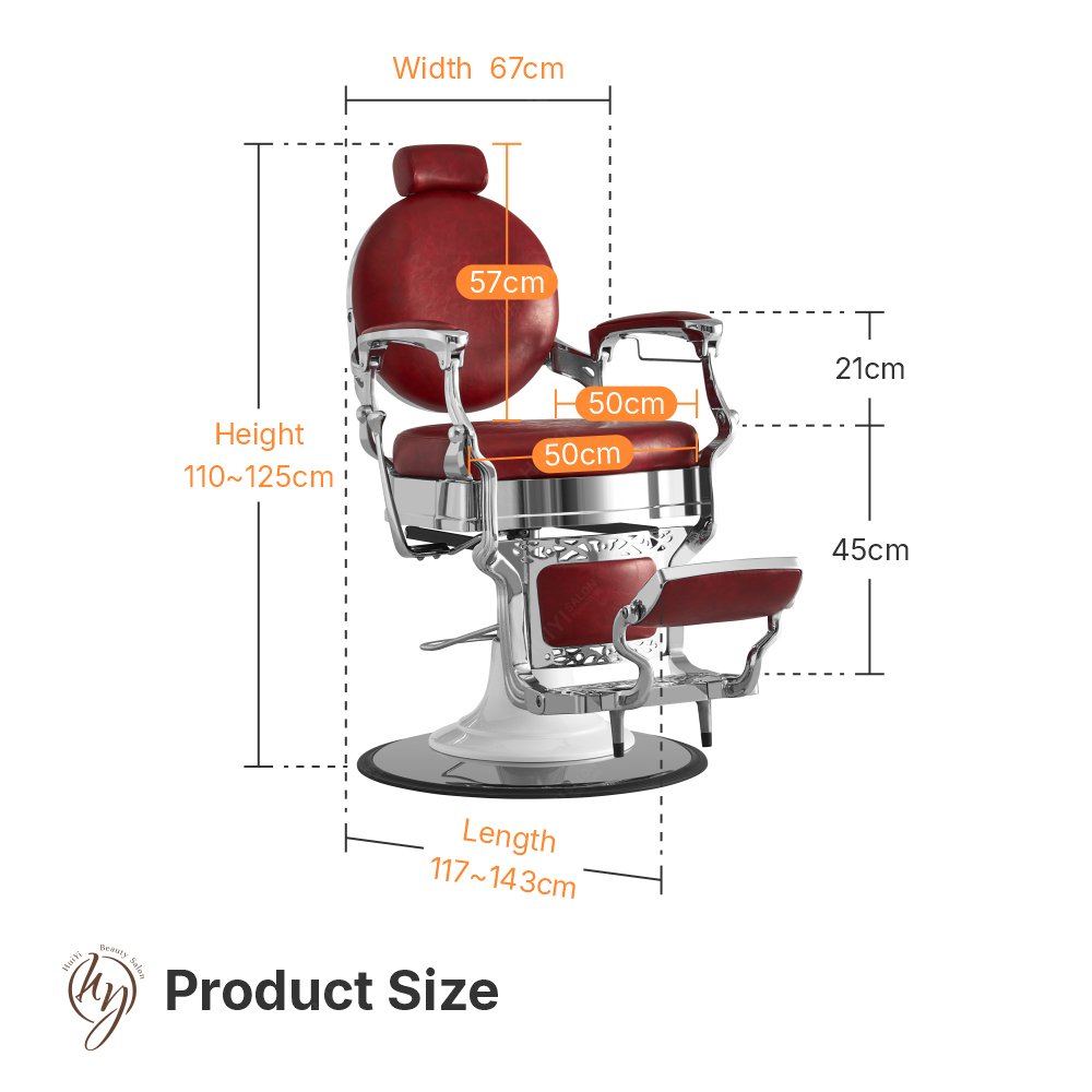 Antique Style Red Silver Barber Shop Hair Styling Chair Salon Barber Chair for Sale BC8831
