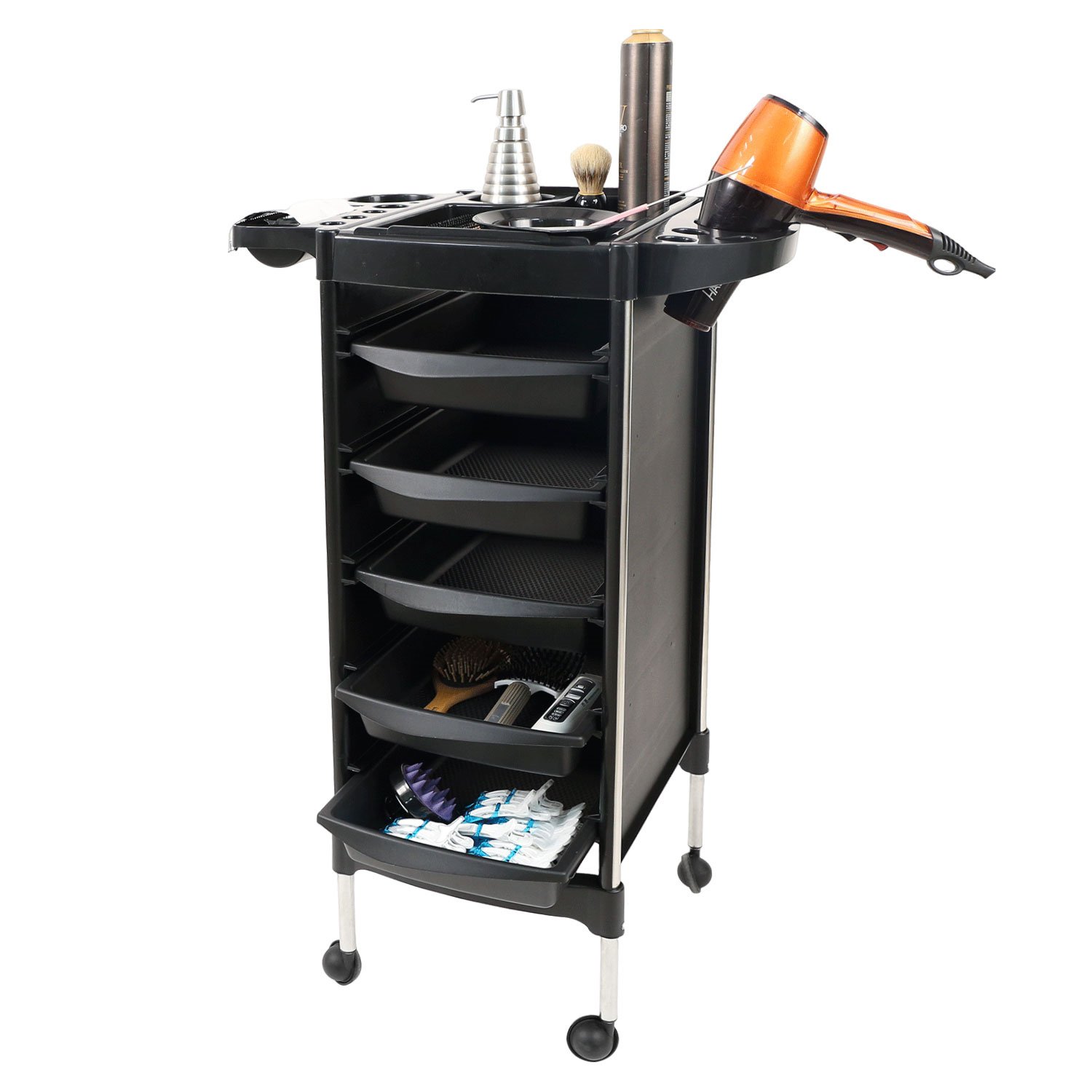 salon spa station PP Adjustable with lock beauty salon trolley