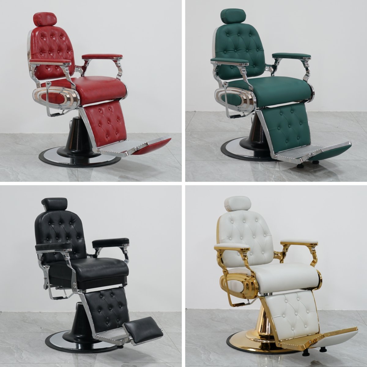 Custom Hot sale White Gold Luxury Design hair Salon Equipment Wholesale Portable Salon Shop Barber Chair For Men