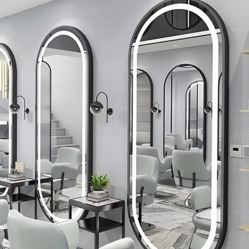 Wholesale price High quality barber shop wall mounted hair cutting beauty salon dressing makeup mirror with LED
