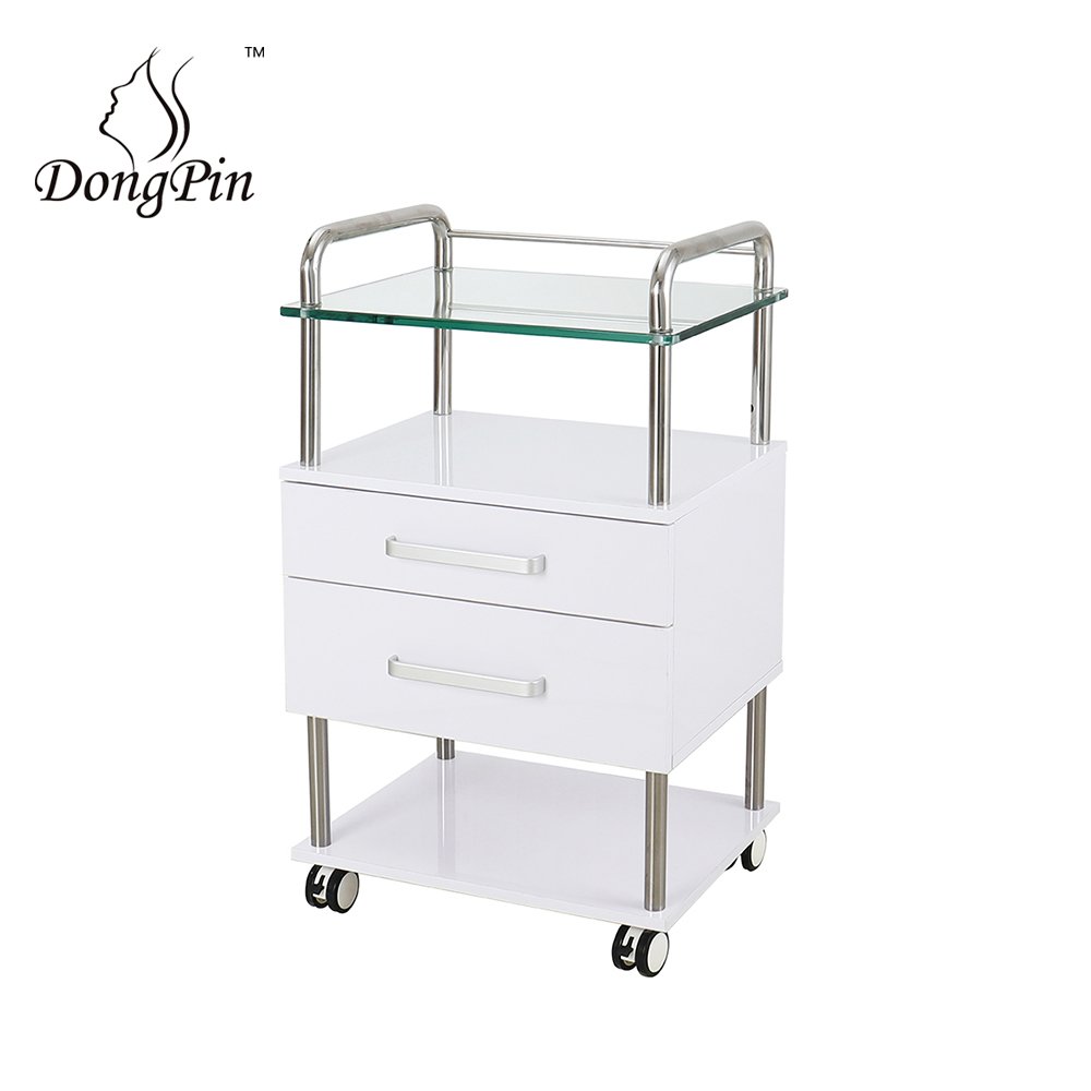 White hair salon trolley cart manufacturer beauty tool cart storage with wheels lockable