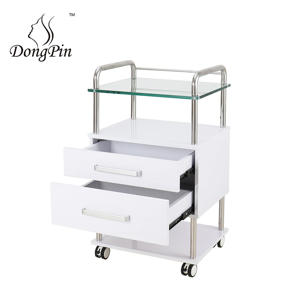 White hair salon trolley cart manufacturer beauty tool cart storage with wheels lockable