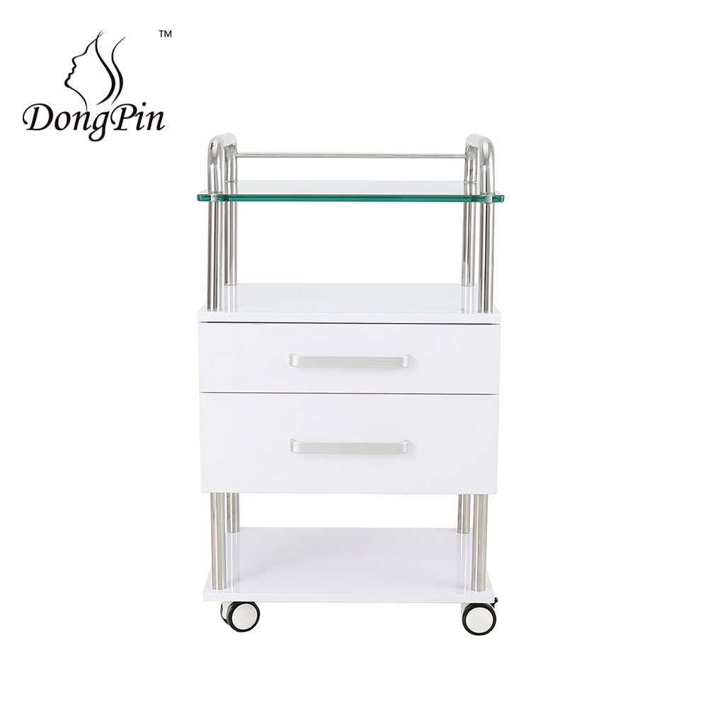 White hair salon trolley cart manufacturer beauty tool cart storage with wheels lockable