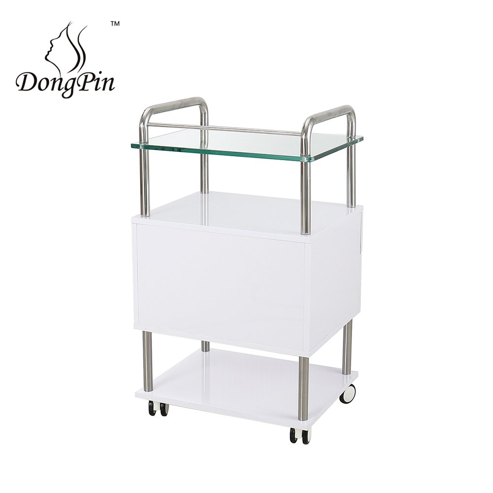 White hair salon trolley cart manufacturer beauty tool cart storage with wheels lockable