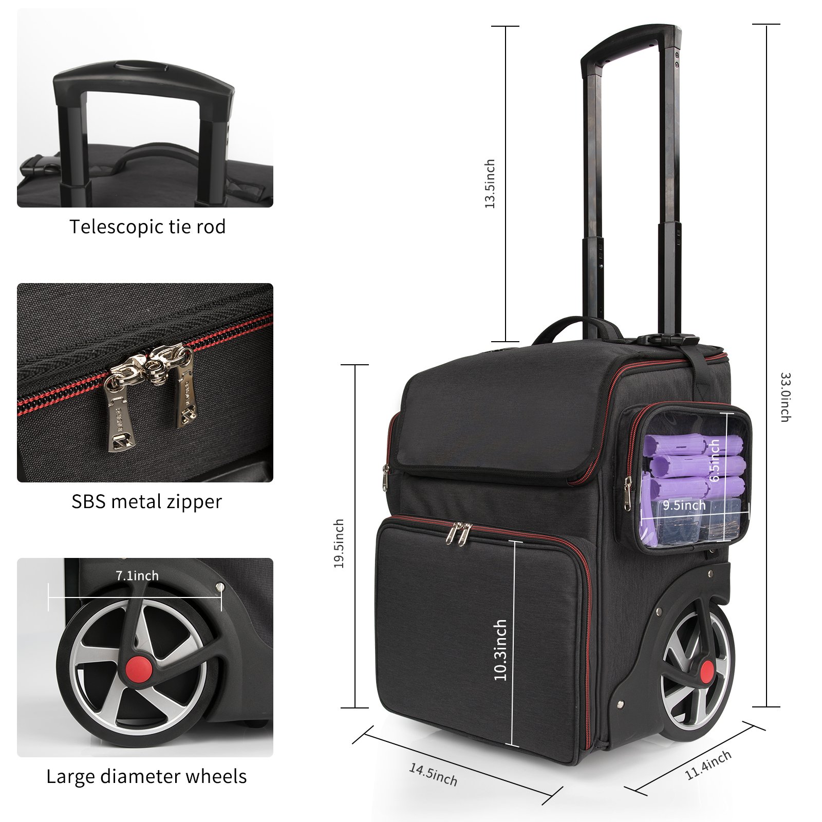Relavel Hair Styling Beauty Salon Box Trolley Makeup Travel Case Barber Storage Hairdressing Organizer with Anti-scalding Layer