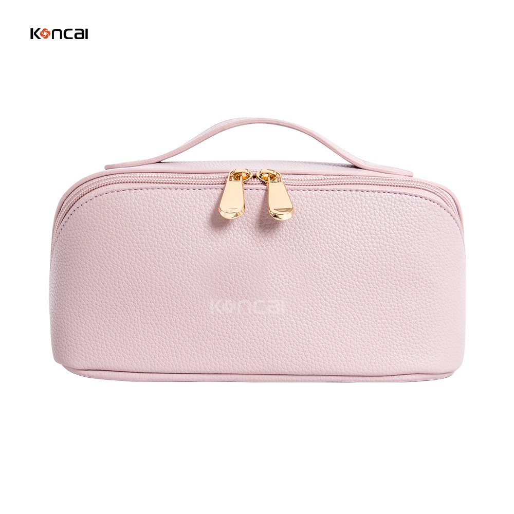 Custom Private Label Waterproof Pink Soft Pu Leather Portable Make Uposmetic Teddy Makeup Bag Pouch Travel Organizer Bags Case