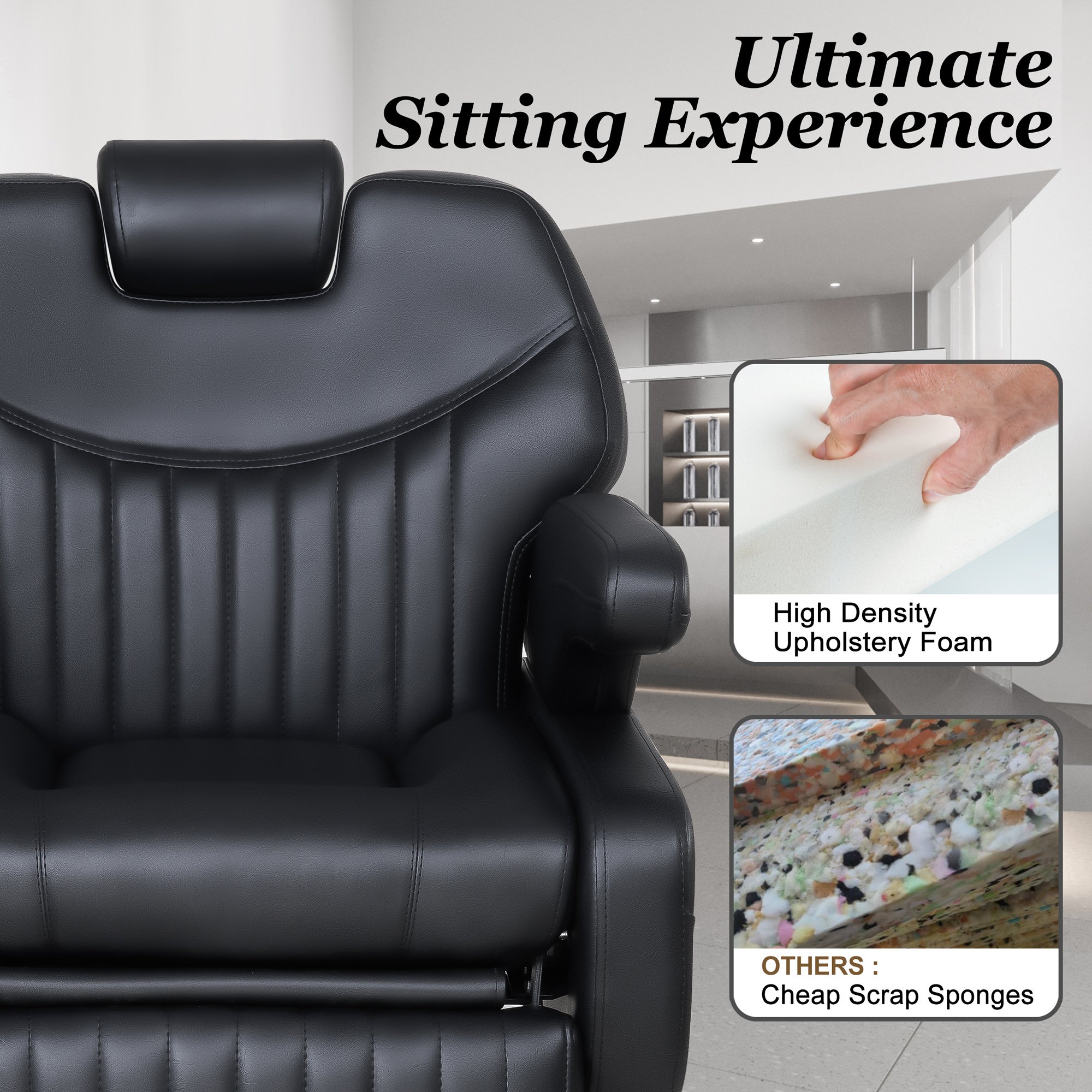 Modern Salon Chair with Adjustable Height Durable and High-Quality Reclining Barber Chair for Salon and Spa