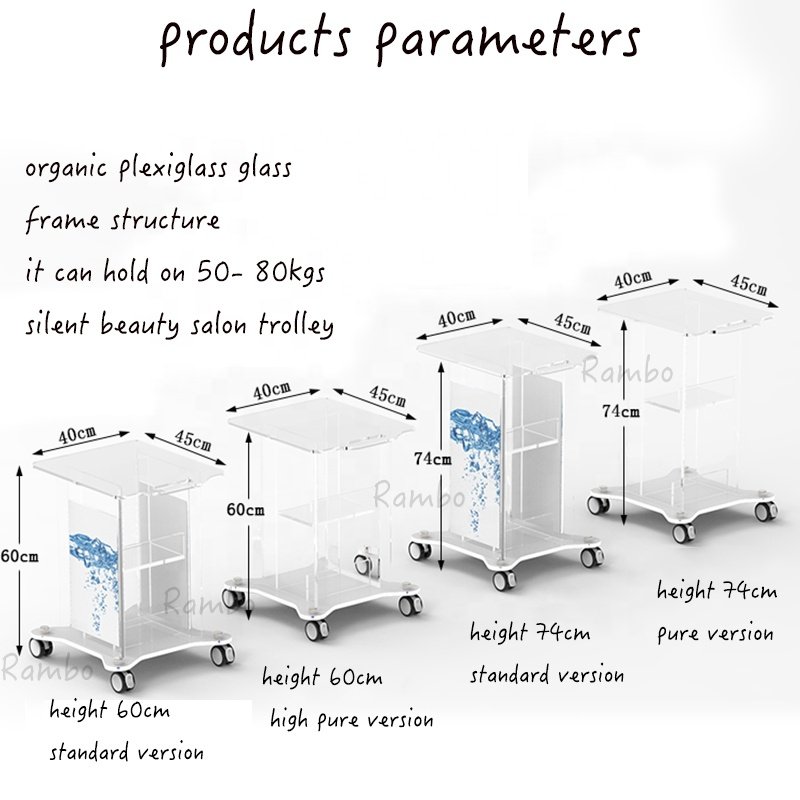 Drop shipping very popular Acrylic Beauty Cart Trolley Cart Beauty Salon facial Cart Beauty