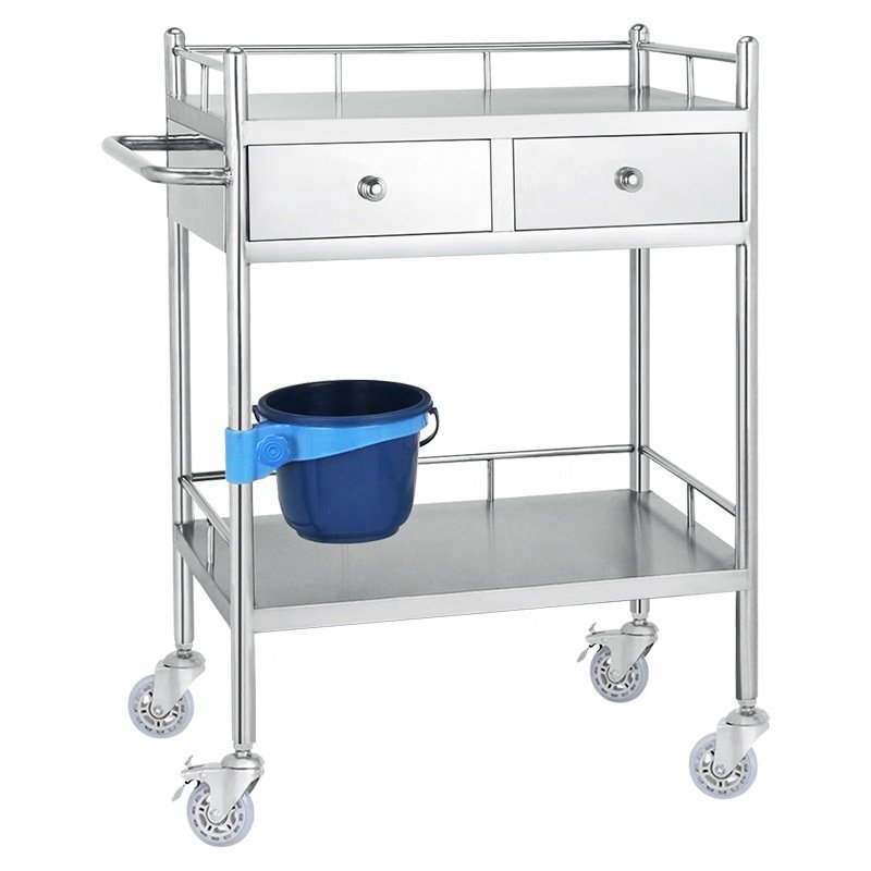 Cheap Stainless Steel Hospital emergency trolley Multiple specifications medical treatment trolley cart with wheels