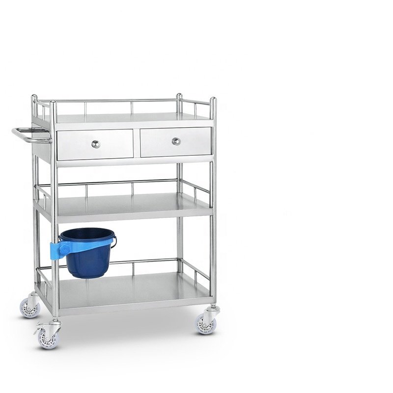 Cheap Stainless Steel Hospital emergency trolley Multiple specifications medical treatment trolley cart with wheels