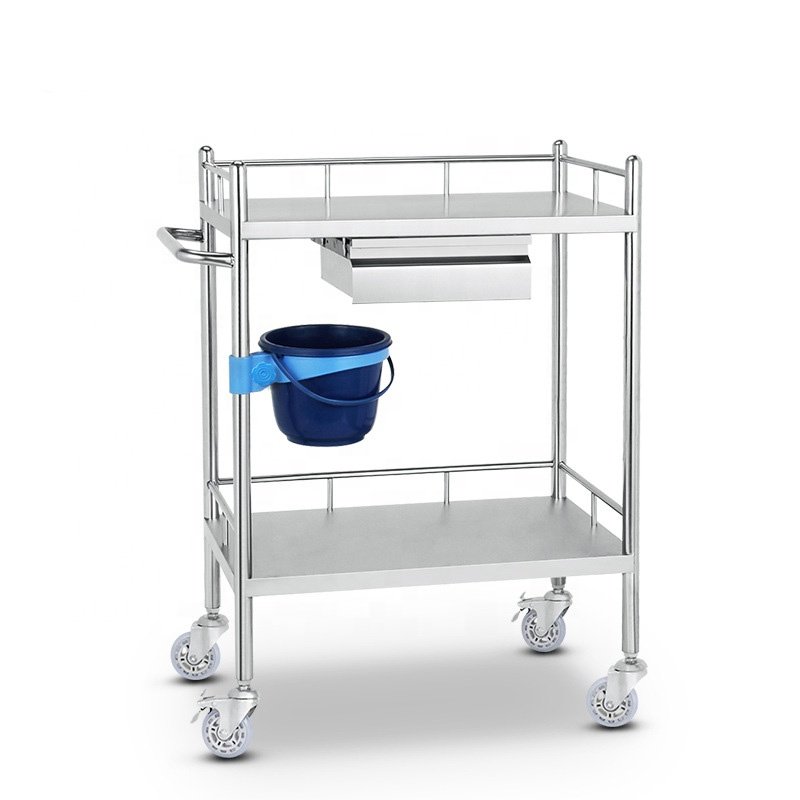 Cheap Stainless Steel Hospital emergency trolley Multiple specifications medical treatment trolley cart with wheels