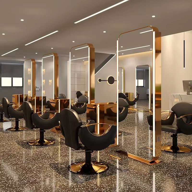 Yichenglling Doeuropeided Salon Mirrors Hair Styling Mirrors Hair Cutting Mirror Glass Beauty Salon Furniture Modern 1 Set