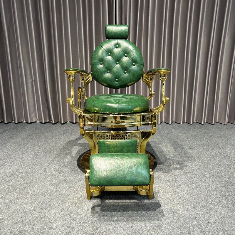 Barber Chair for Sale Heavy Hydraulic Salon Barber Chair Golden Hot Selling Antique Barber Chairs Gold Leather Wooden Packing