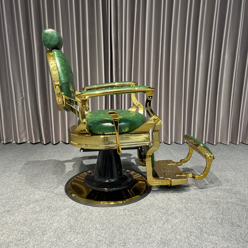 Barber Chair for Sale Heavy Hydraulic Salon Barber Chair Golden Hot Selling Antique Barber Chairs Gold Leather Wooden Packing