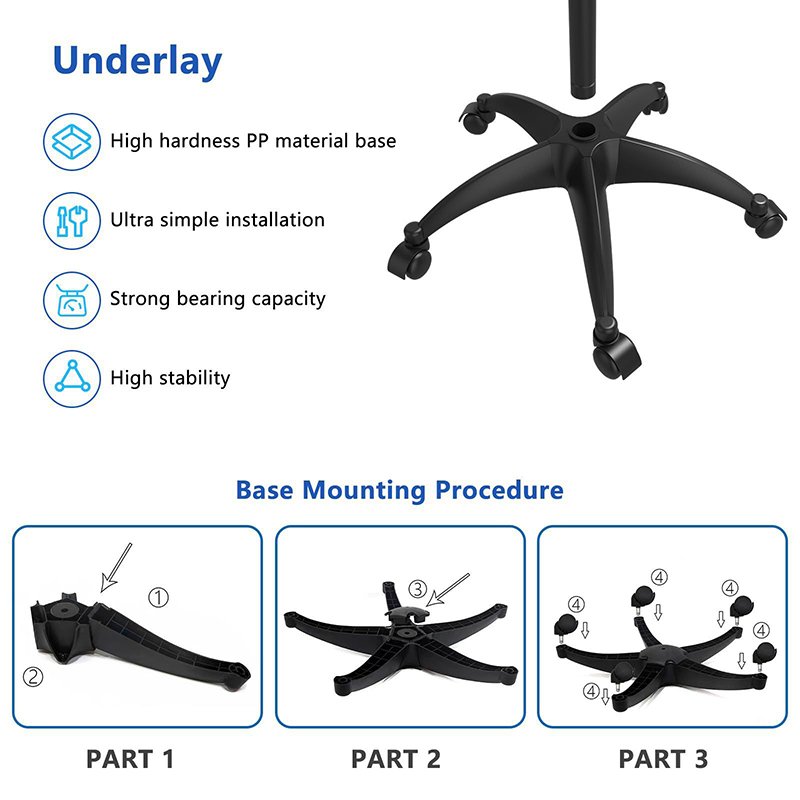 Steel Material Dye Stand Movable Adjustable Height Detachable Tool Holder Hair Rolling Beauty Spa Salon Tray Cart Trolley