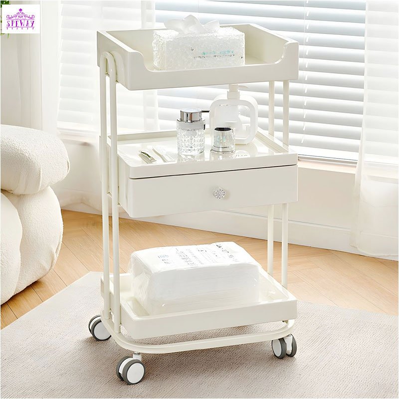 Professional Salon Tool Cart Rolling Spa Gold Side Makeup Cabinet Storage Box Beauty Salon Cart