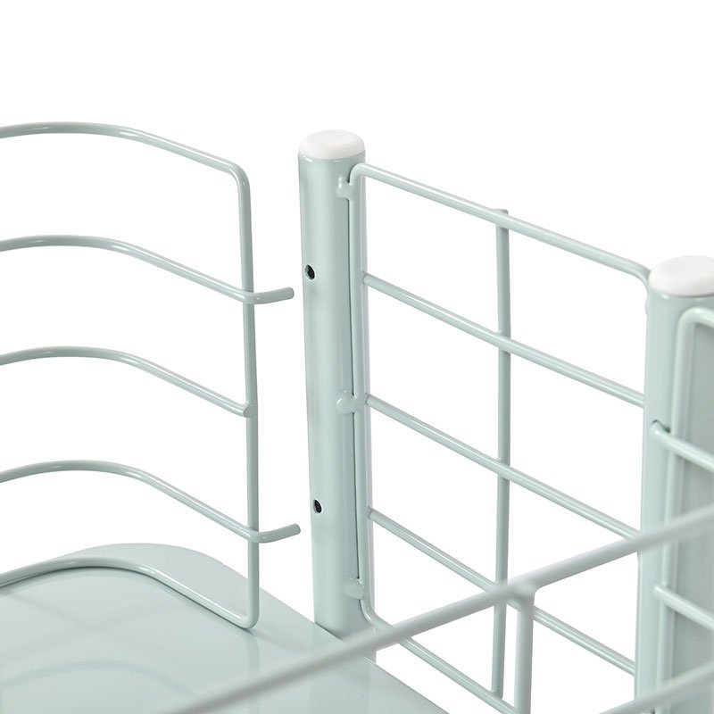 13CM High Fence 3 Tier Metal Utility Rolling Cart Storage Trolley Cart For Student Dormitory Office Kitchen Bathroom