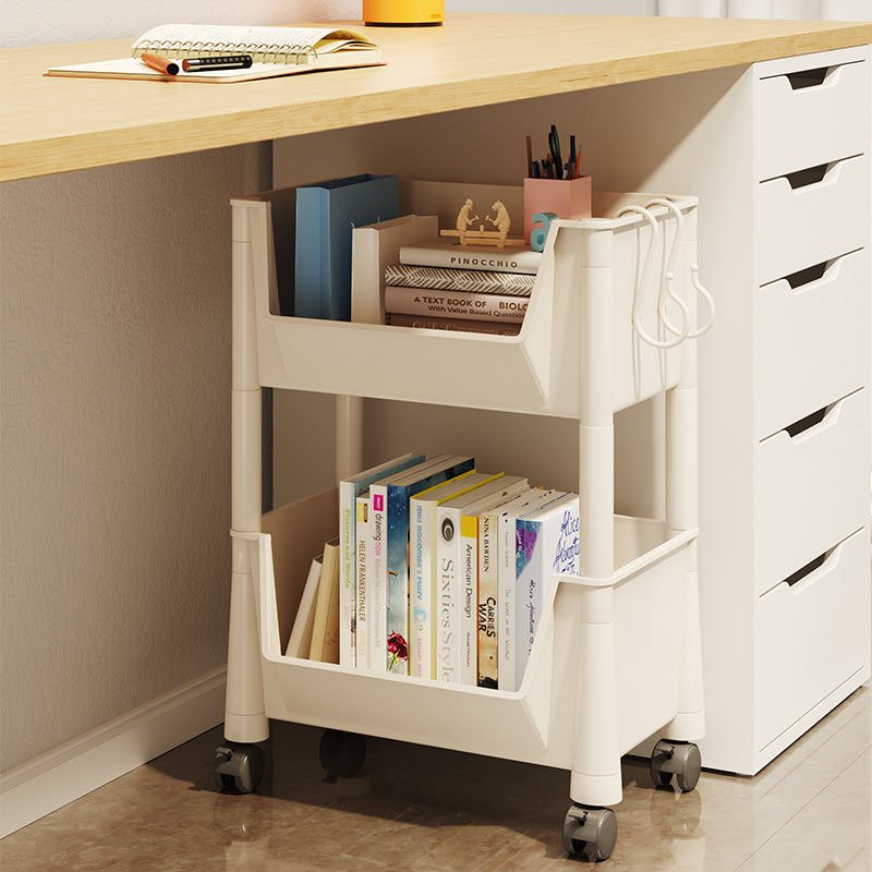 Good Quality 5 drawer plastic salon trolley side magazine storage rack with wheels Bookshelf