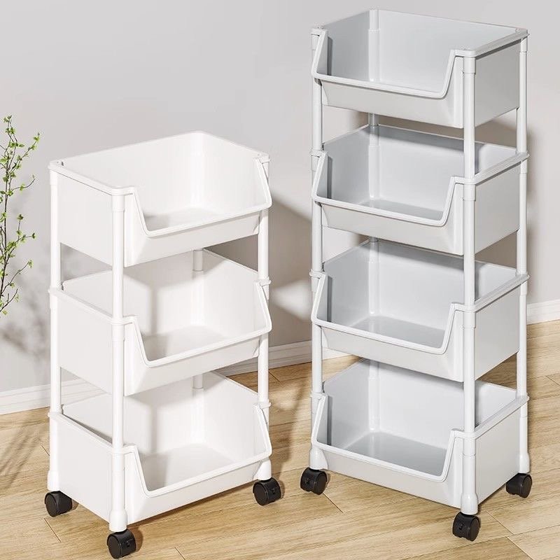 Good Quality 5 drawer plastic salon trolley side magazine storage rack with wheels Bookshelf