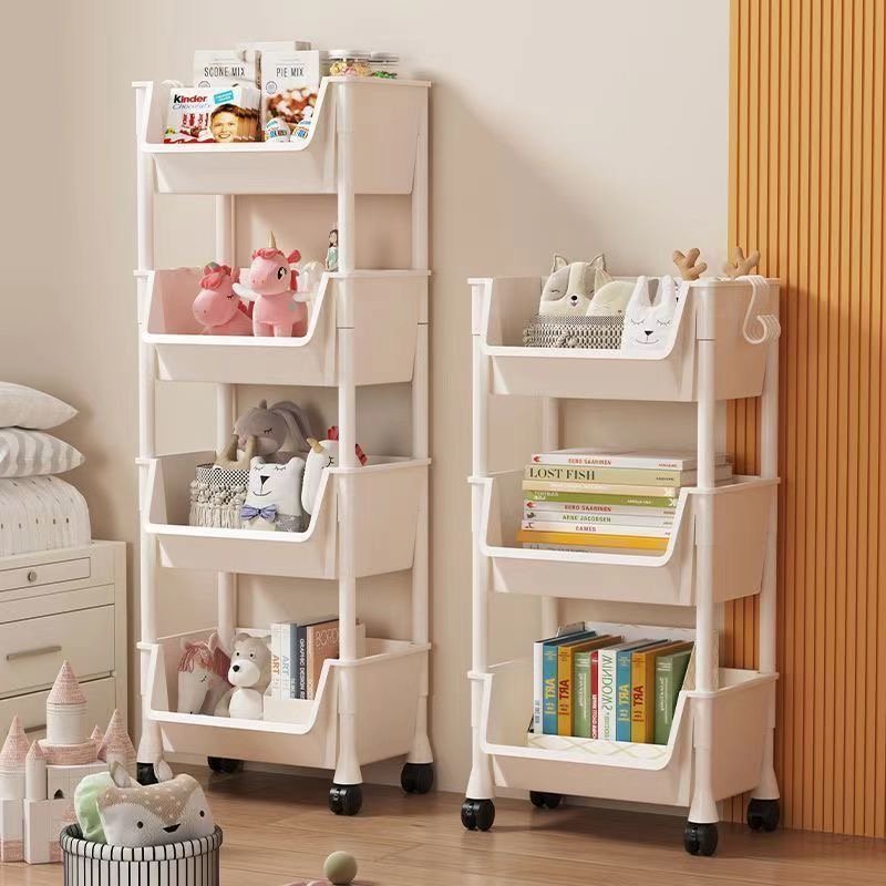 Good Quality 5 drawer plastic salon trolley side magazine storage rack with wheels Bookshelf