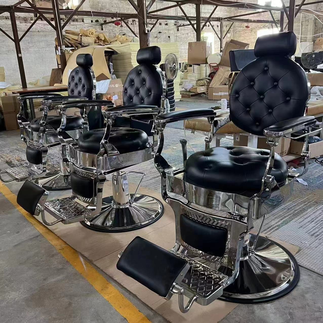 READY TO SHIP Heavy Duty Sliver Old Style Barber Chair Salon Chair Royal Chair Can Hold 400kgs Weight