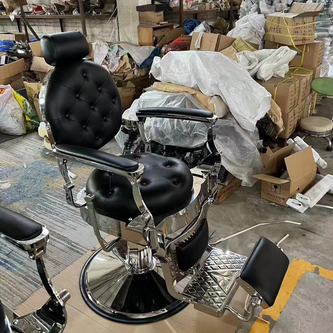 READY TO SHIP Heavy Duty Sliver Old Style Barber Chair Salon Chair Royal Chair Can Hold 400kgs Weight