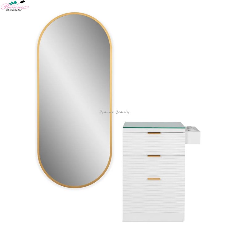 Factory wholesale salon station modern design wall large mirror for hair salon with trolley