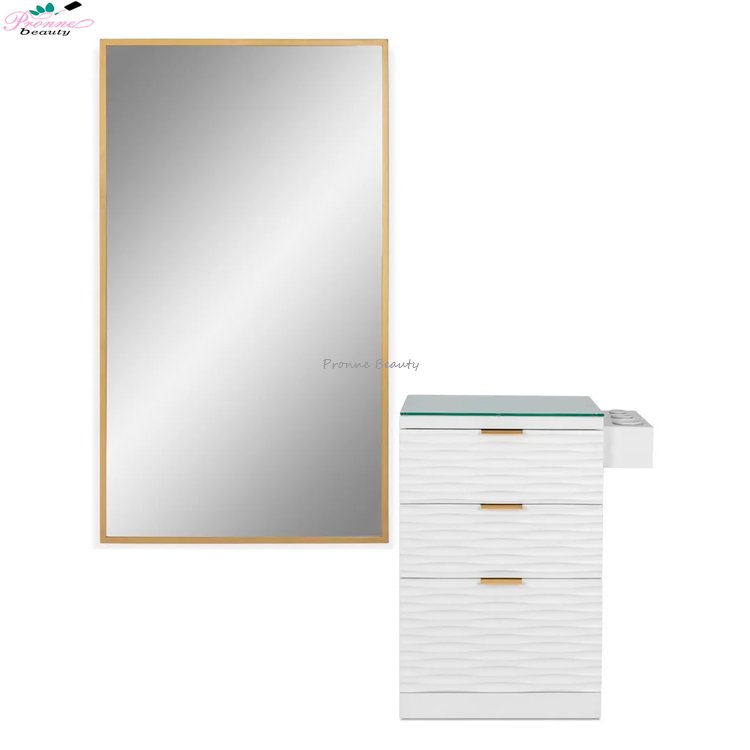 Factory wholesale salon station modern design wall large mirror for hair salon with trolley