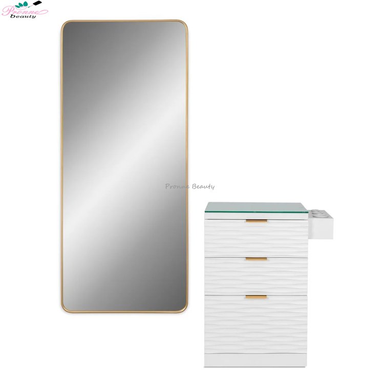 Factory wholesale salon station modern design wall large mirror for hair salon with trolley