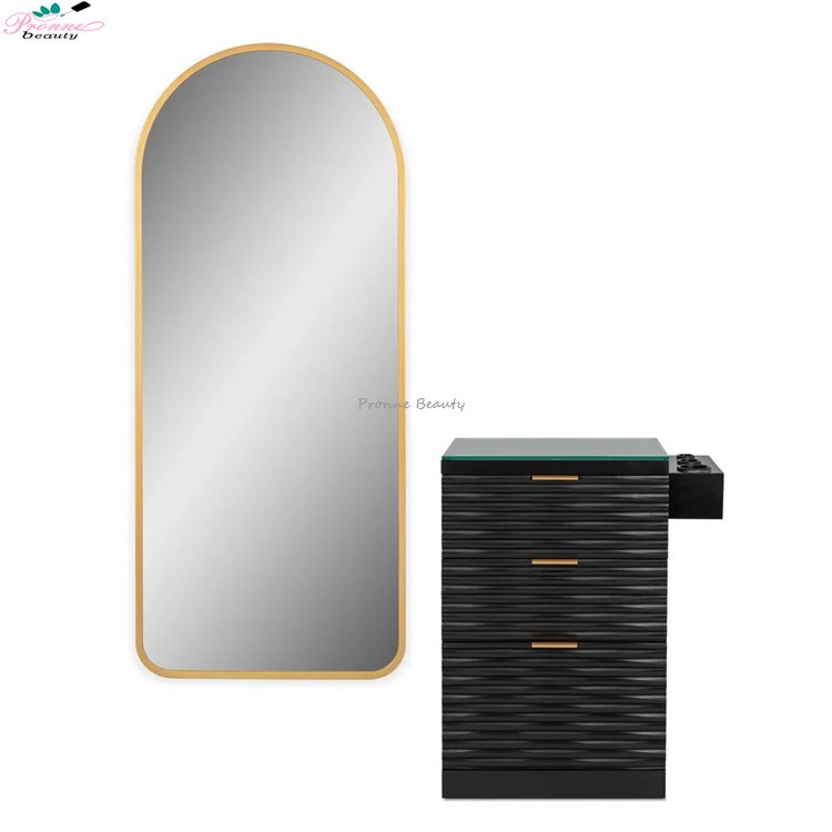 Factory wholesale salon station modern design wall large mirror for hair salon with trolley
