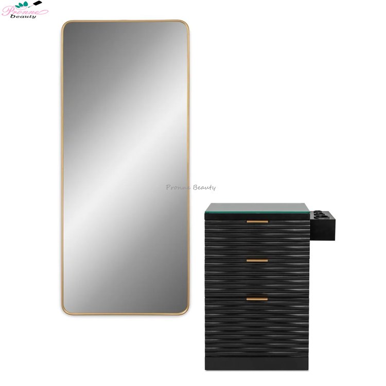 Factory wholesale salon station modern design wall large mirror for hair salon with trolley