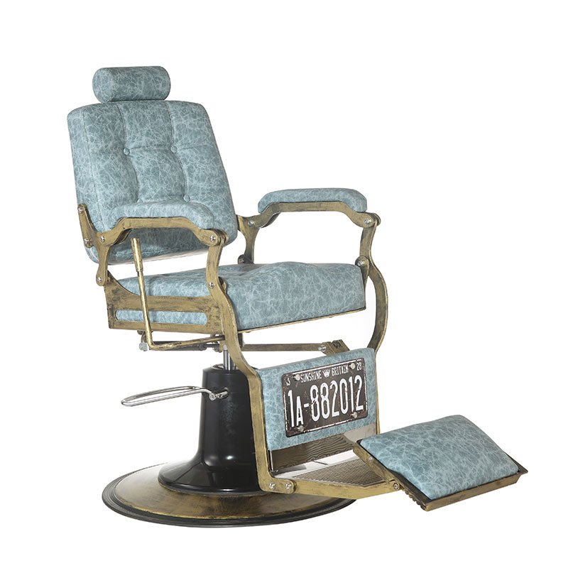 Only accept Customization Factory Wholesale Price Blue Leather Hairdressing Shaving Barber Shop Chair With Logo