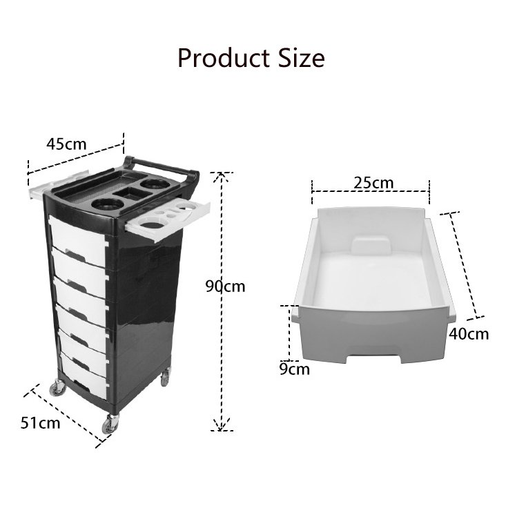 Wholesale China Salon Furniture Barber Trolley Black Hair Stylist Salon Tray Trolley Beauty Hairdressing Cart