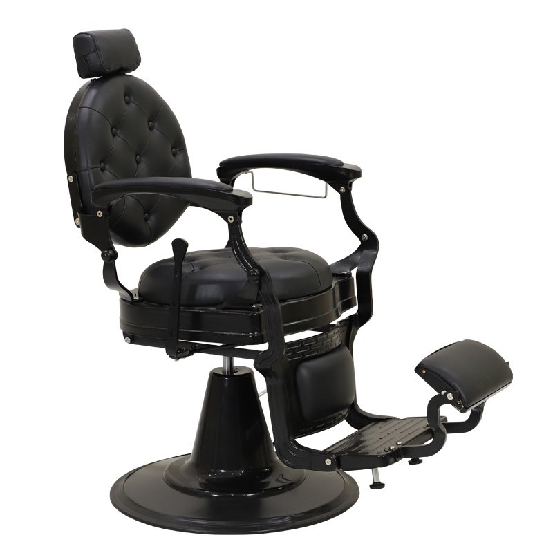 Luxury Barbershop Furniture Green Gold Salon Hairdreesing Styling Chair Heavy Duty Rotation Tufted Round Base Barber Chair