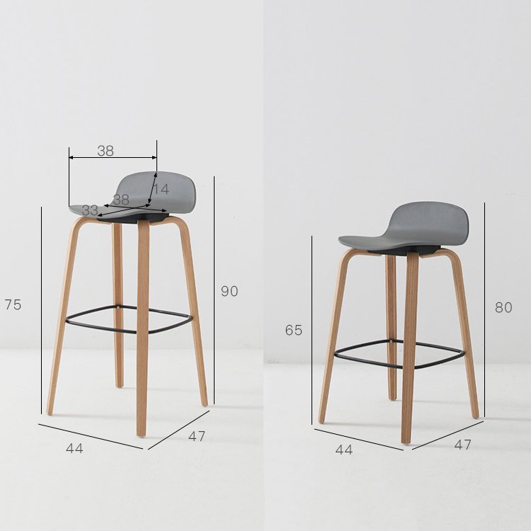 Coffee Shop Solid Wood Bar Stool Modern Minimalist Hotel Front Desk Bar chair Wooden Kitchen Bar chair Designer High chair
