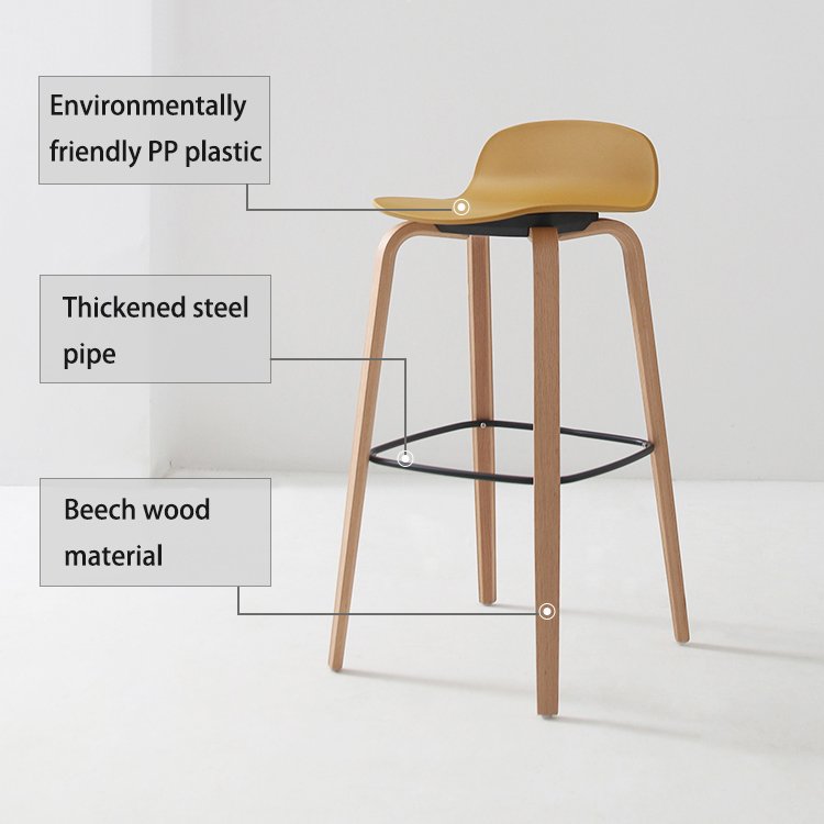 Coffee Shop Solid Wood Bar Stool Modern Minimalist Hotel Front Desk Bar chair Wooden Kitchen Bar chair Designer High chair