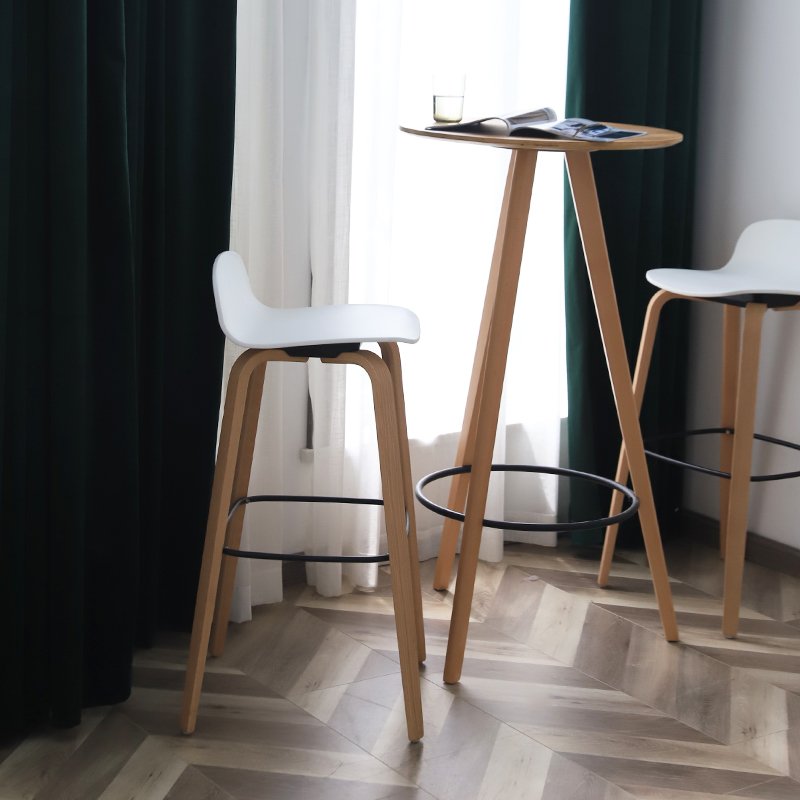 Coffee Shop Solid Wood Bar Stool Modern Minimalist Hotel Front Desk Bar chair Wooden Kitchen Bar chair Designer High chair