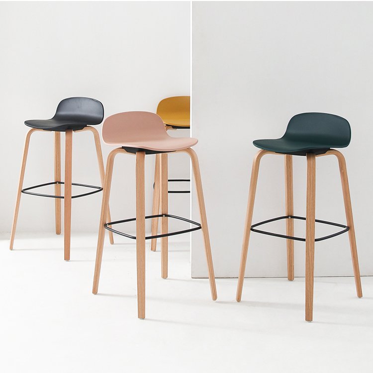 Coffee Shop Solid Wood Bar Stool Modern Minimalist Hotel Front Desk Bar chair Wooden Kitchen Bar chair Designer High chair