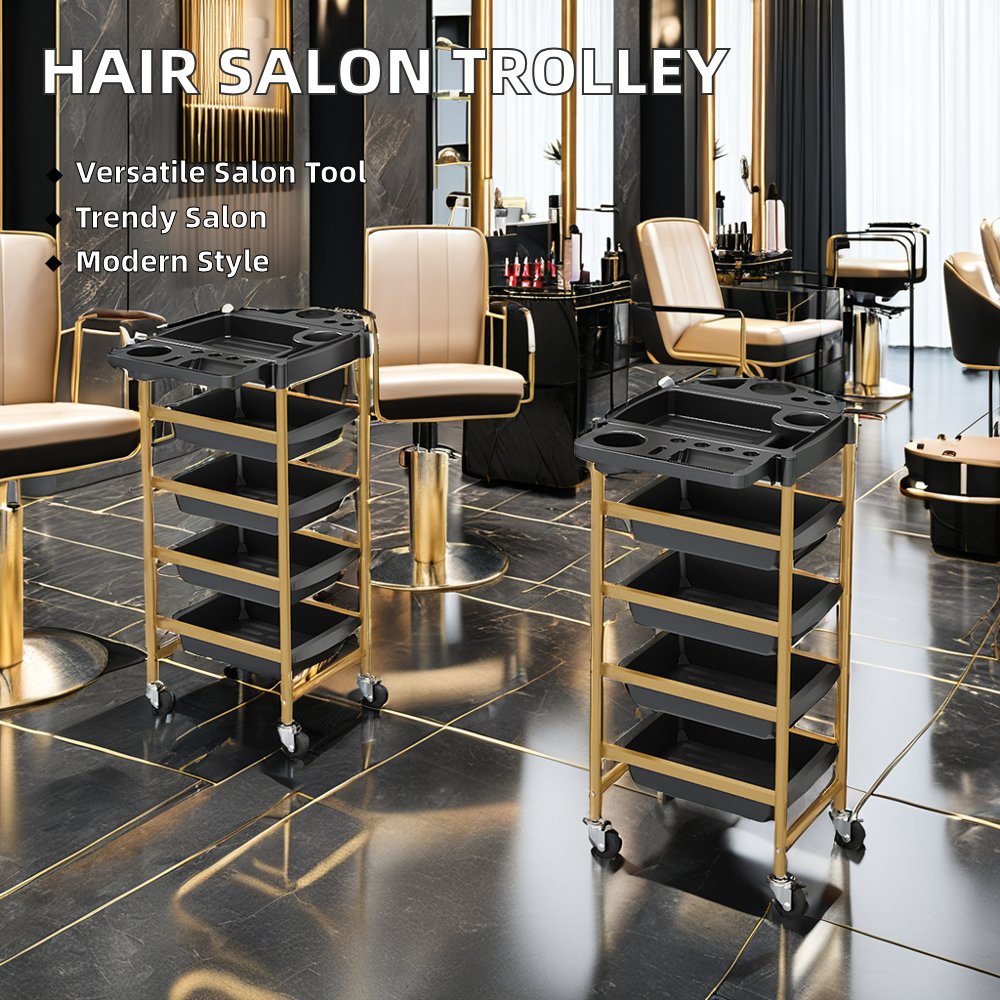 Professional Modern Design Plastic Hair Salon Trolley with Hair Wheel for Living Room Kitchen Hospital Bathroom Dining Areas