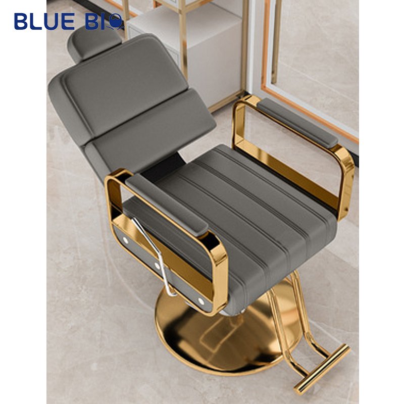 New Heavy Duty Reclining Hair Cutting Barber Chair Black Golden Barber Shop Rotating Hair Salon Chair