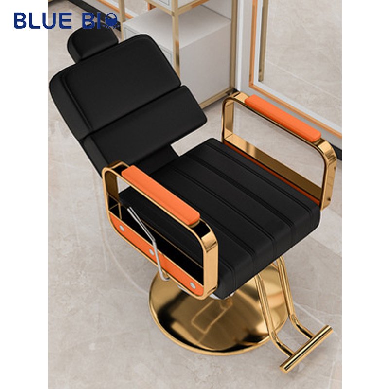 New Heavy Duty Reclining Hair Cutting Barber Chair Black Golden Barber Shop Rotating Hair Salon Chair