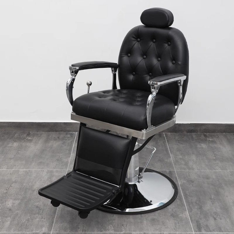 2023 hot sale Retro Black Gold Barber Chair Swivel Oil Head Hair Cutting Chair Comfortable Barber Shop Chair