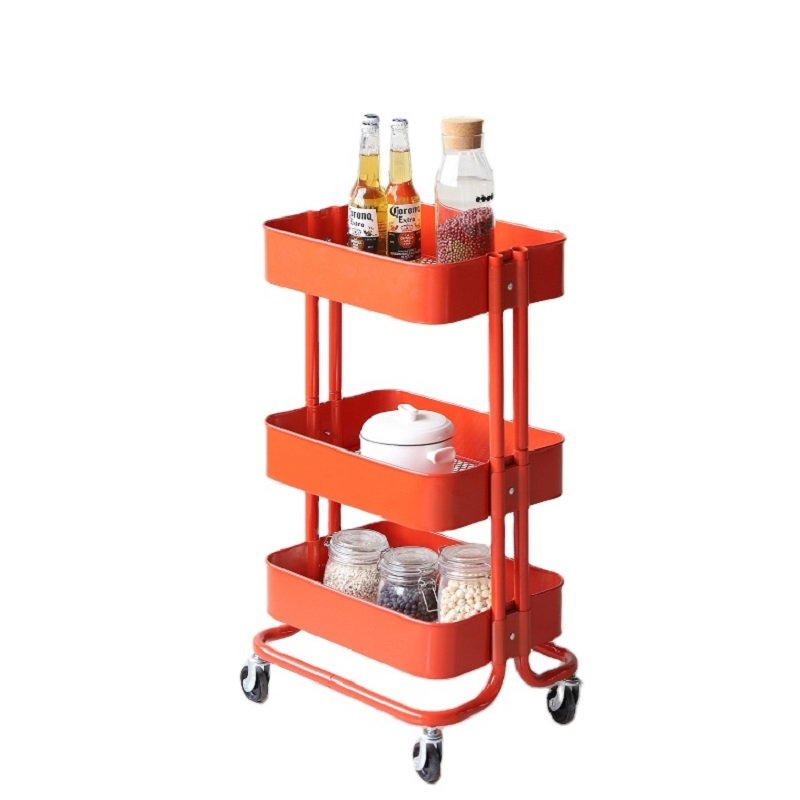 Kitchen steel rolling cart trolley with good and fruit salon trolley
