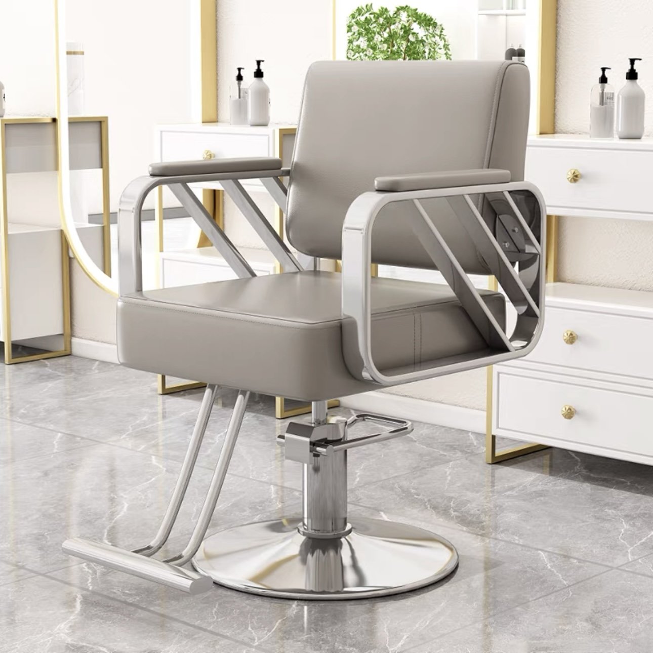 Wholesale White And Golden Salon Barber Chair Hair Salon
