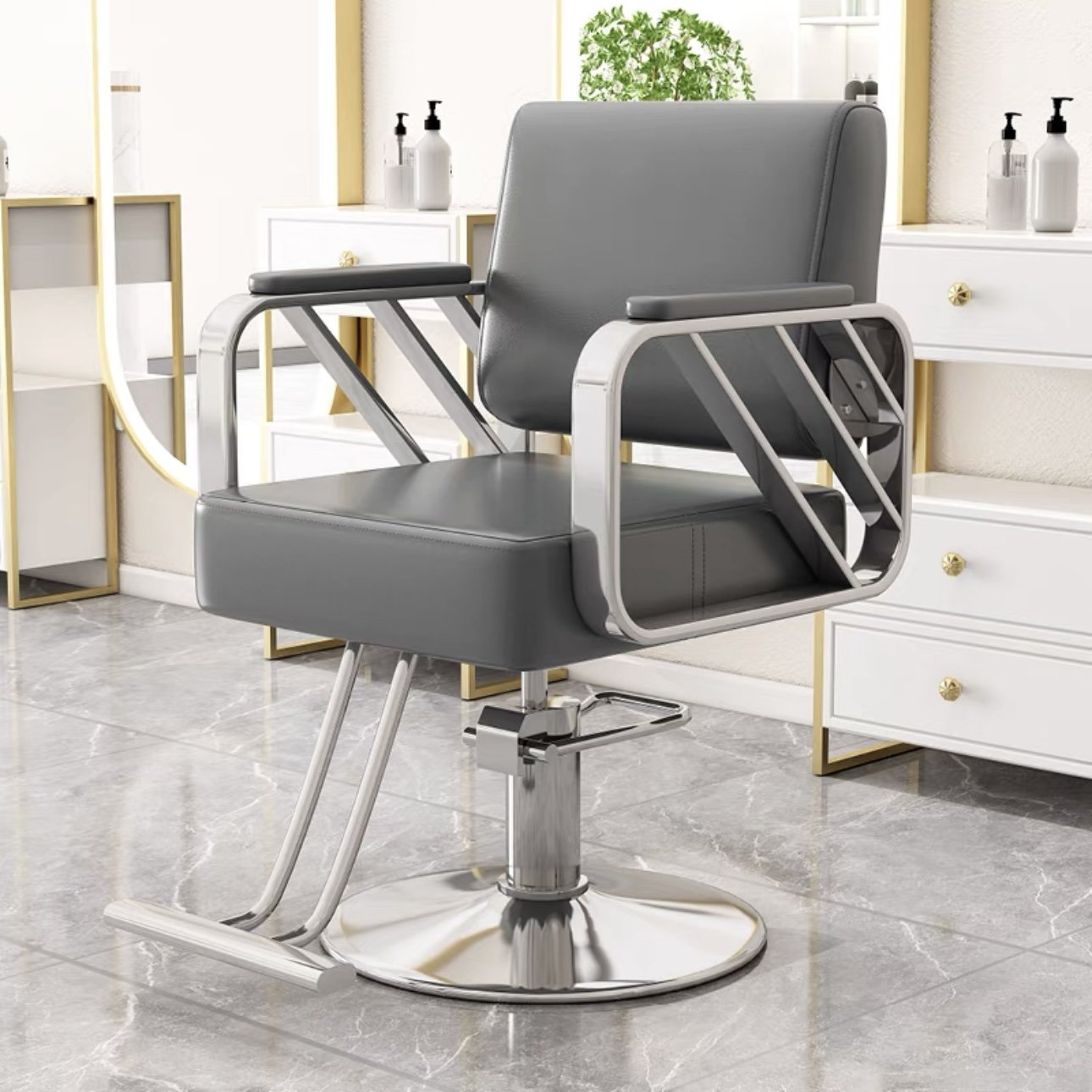 Wholesale White And Golden Salon Barber Chair Hair Salon